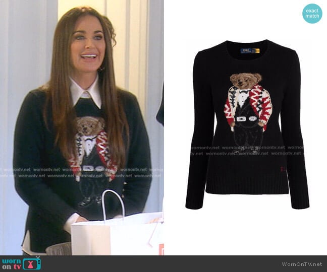 Polo Ralph Lauren Intarsia-Knit Long-Sleeve Jumper worn by Kyle Richards on The Real Housewives of Beverly Hills