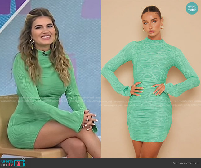 Pretty Little Thing Crinkle Ruched Flare Sleeve Bodycon Dress worn by Kathy Buccio on Today