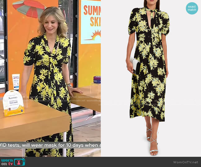 Proenza Schouler Splatter Floral Tie Neck Dress worn by Dr. Debra Wattenberg on Today