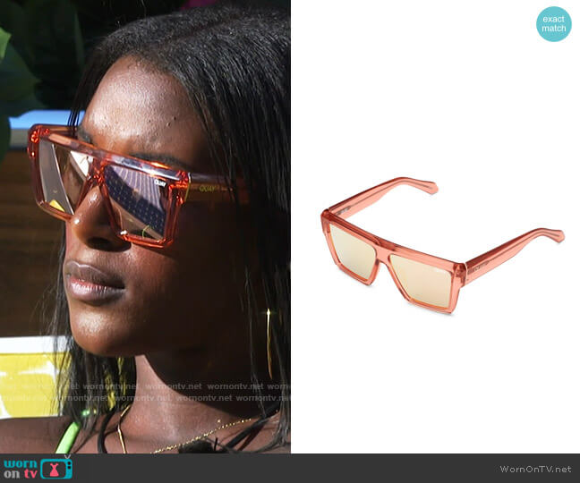 Quay Base Line Sunglasses in Blush Champagne worn by Zeta Morrison on Love Island USA