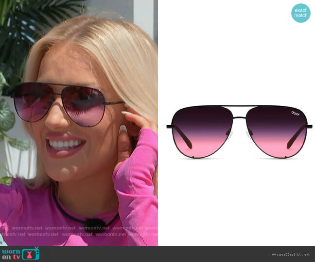 Quay High Key Sunglasses in Black Pink Fade worn by Mady McLanahan on Love Island USA