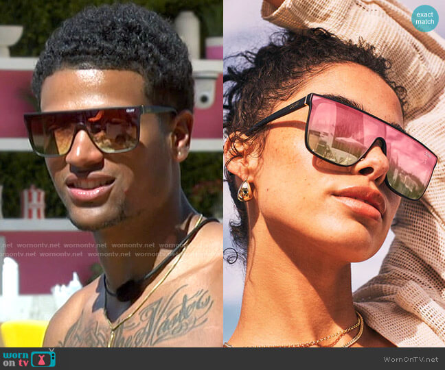 Quay Nightfall Sunglasses in Matte Black/Coral worn by Timmy Pandolfi on Love Island USA