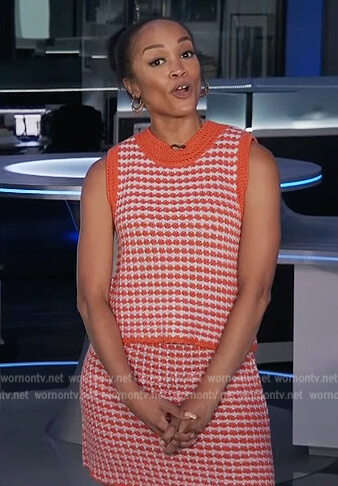 Rachel’s tweed checked tank and skirt on Extra