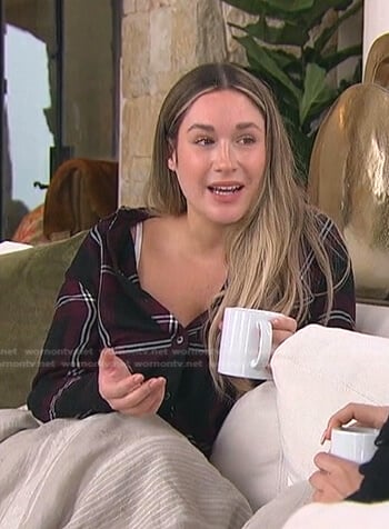 Rachel’s burgundy plaid shirt on The Bachelorette