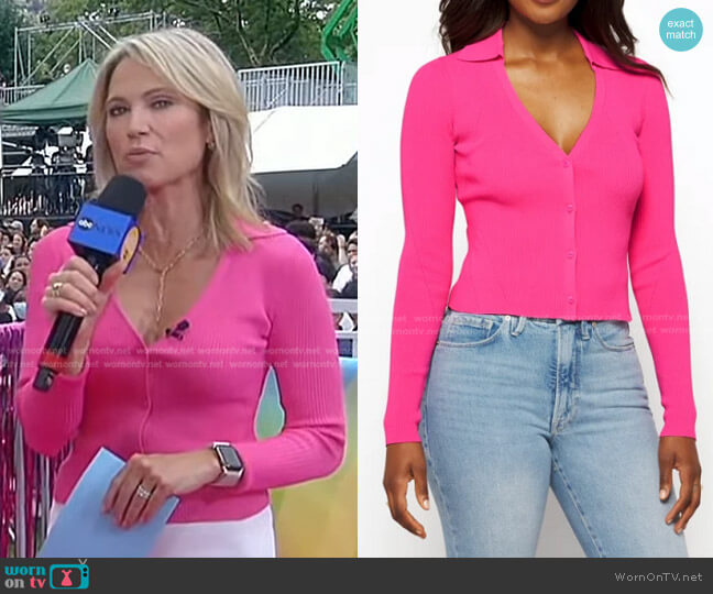 Rag & Bone Asher Cropped Cardigan worn by Amy Robach on Good Morning America