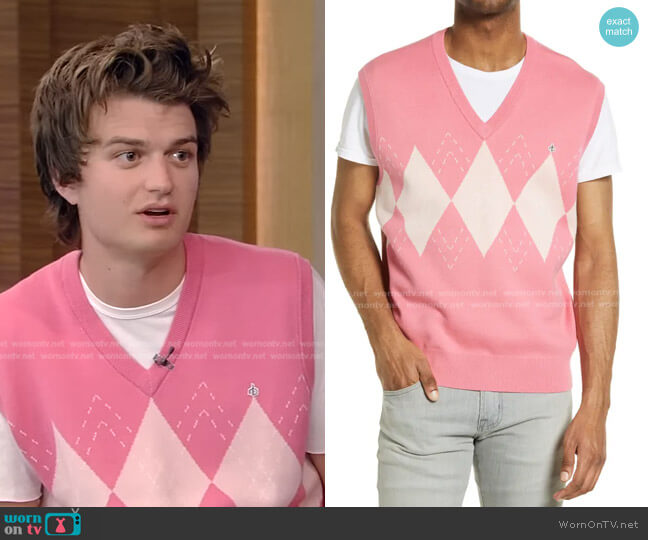 Rag & Bone Winslow Argyle Cotton Vest worn by Kelly Ripa on Live with Kelly and Mark