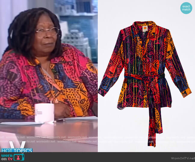 Farm Rio Rainbow Midnight Leopards Pajama Shirt worn by Whoopi Goldberg on The View