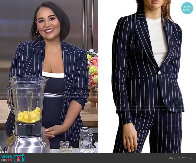 Ralph Lauren Pinstriped Linen Blazer worn by Alejandra Ramos on Today