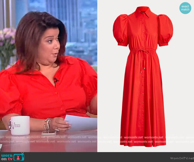 Ralph Lauren Cotton-Blend Puff-Sleeve Midi Dress worn by Ana Navarro on The View