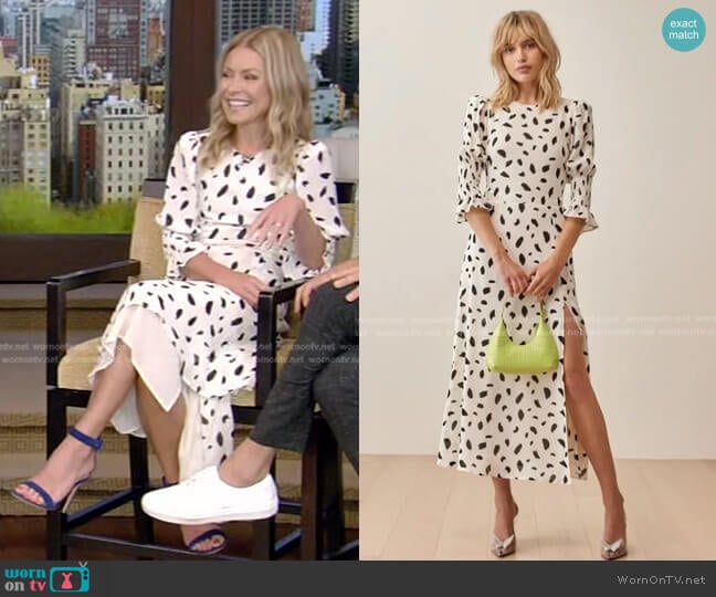 Reformation Carolena Dress worn by Kelly Ripa on Live with Kelly and Mark