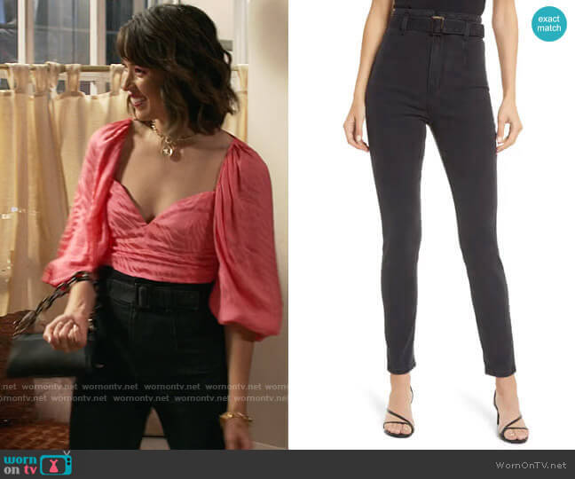 Reformation Kayo High Skinny Jeans worn by Louise (Nichole Sakura) on Maggie