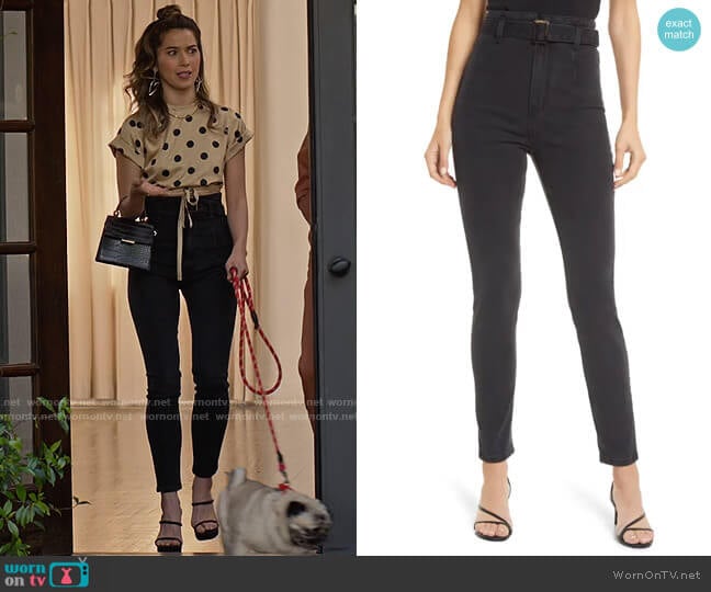 Reformation Kayo High Skinny Jeans worn by Louise (Nichole Sakura) on Maggie