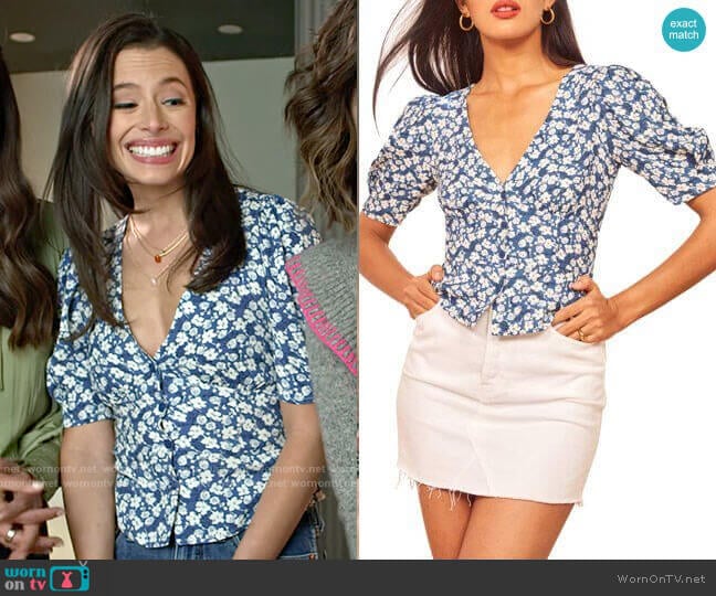 Reformation Madeline Top in Raquel worn by Jessie (Chloe Bridges) on Maggie