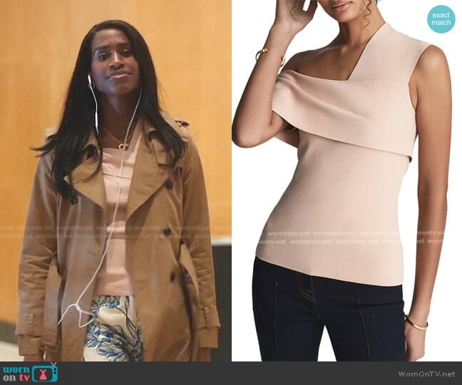 Reiss Etta Asymmetric Neck Top worn by Jessie (Nneka Okafor) on Everythings Trash