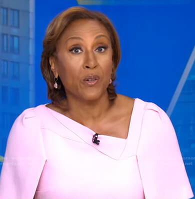 Robin’s pink asymmetric neck dress on Good Morning America