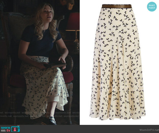 Roksanda Moraya Floral Print Silk Midi Skirt worn by Polly Cooper (Tiera Skovbye) on Riverdale