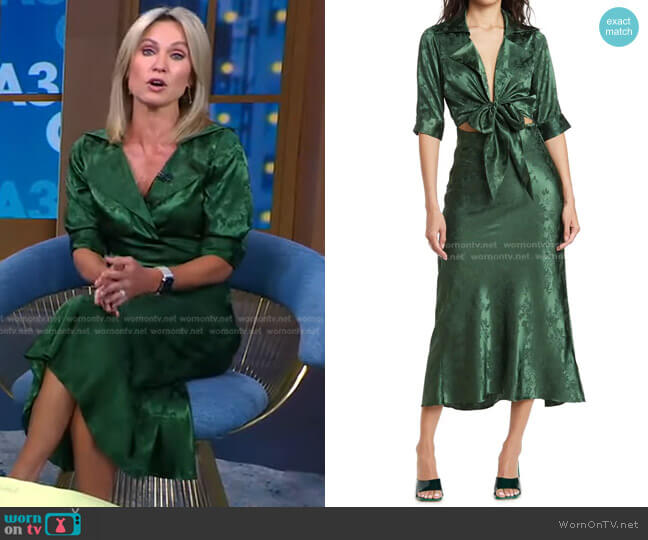 Ronny Kobo Carol Collared Faux Wrap Maxi Dress worn by Amy Robach on Good Morning America