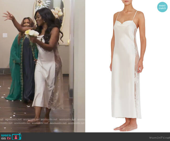 Rya Darling Lace-Inset Satin Gown worn by Kenya Moore on The Real Housewives of Atlanta