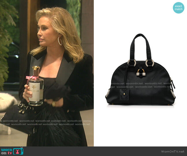 Saint Laurent Satin Crystal Mini Muse Black worn by Kathy Hilton on The Real Housewives of Beverly Hills
