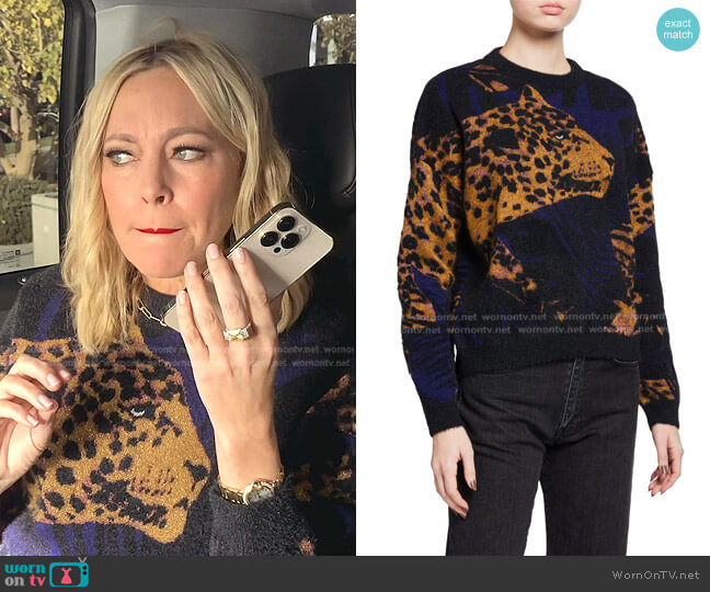Saint Laurent Jaguar Intarsia Sweater worn by Sutton Stracke on The Real Housewives of Beverly Hills
