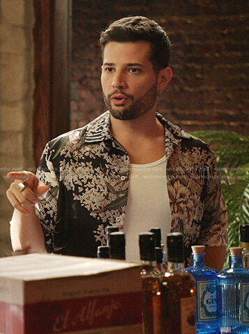 Sam’s black floral shirt on Dynasty