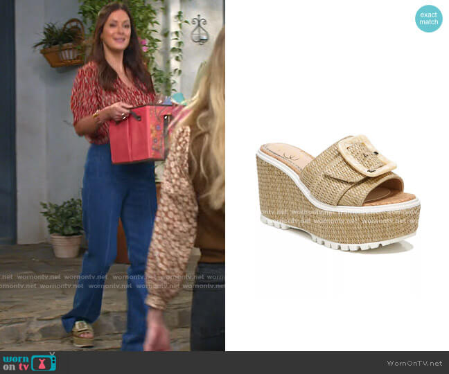 Sam Edelman Livi Buckle Wedge Sandals in Dark Natural worn by Amy (Angelique Cabral) on Maggie