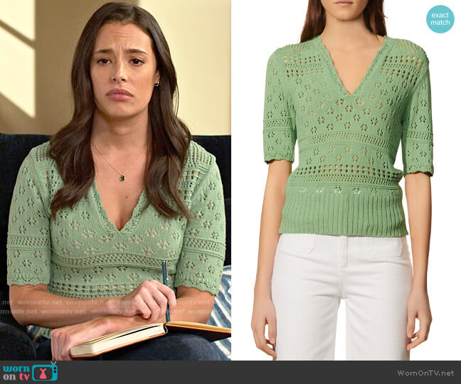 Sandro Joe Open Knitwork Sweater worn by Jessie (Chloe Bridges) on Maggie
