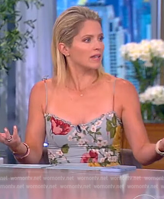 Sara’s blue floral print midi dress on The View
