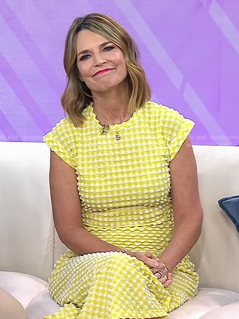 Savannah’s yellow textured check dress on Today