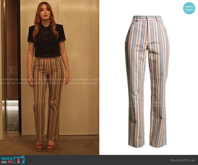 See by Chloe Striped High-Rise Bootcut-Leg Jeans worn by Kirby Anders (Maddison Brown) on Dynasty