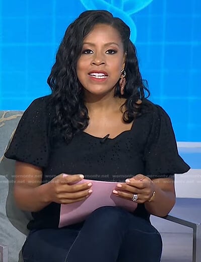 Sheinelle’s black eyelet top on Today