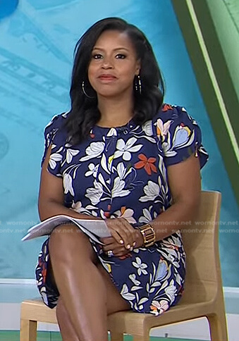 Sheinelle’s blue floral mini dress on Today