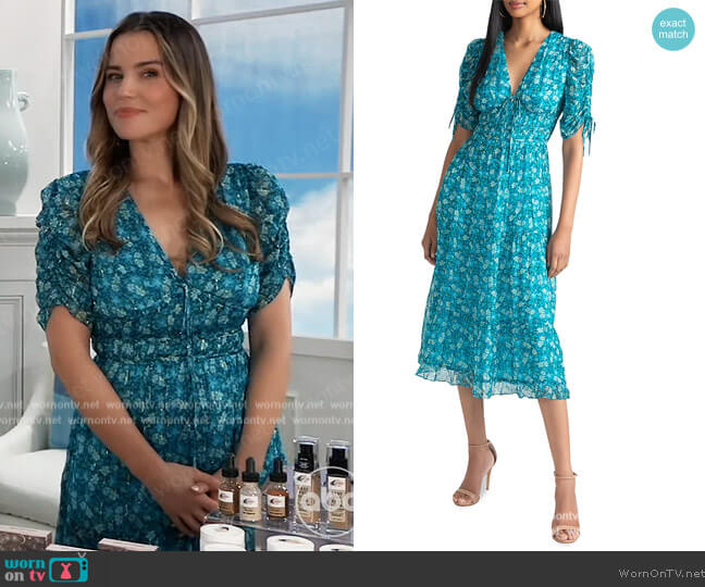 Shoshanna Danli Floral Chiffon Midi Dress worn by Sasha Gilmore (Sofia Mattsson) on General Hospital