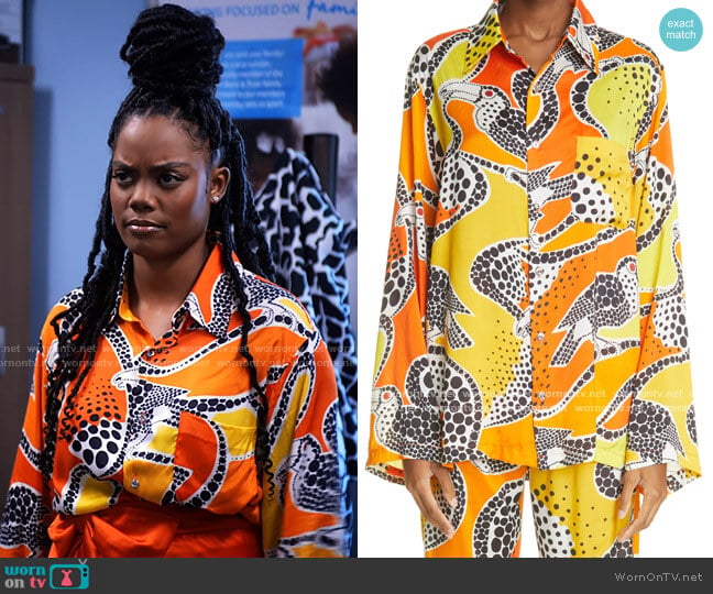 Simon Miller Dodo Shirt worn by Sabrina Hollins (Novi Brown) on Tyler Perrys Sistas