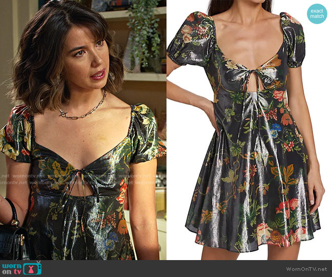 Staud Camilla Floral Minidress worn by Louise (Nichole Sakura) on Maggie
