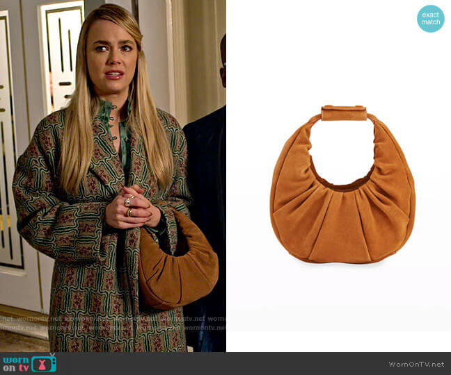 Staud Mini Soft Suede Moon Hobo Bag worn by Maggie (Rebecca Rittenhouse) on Maggie