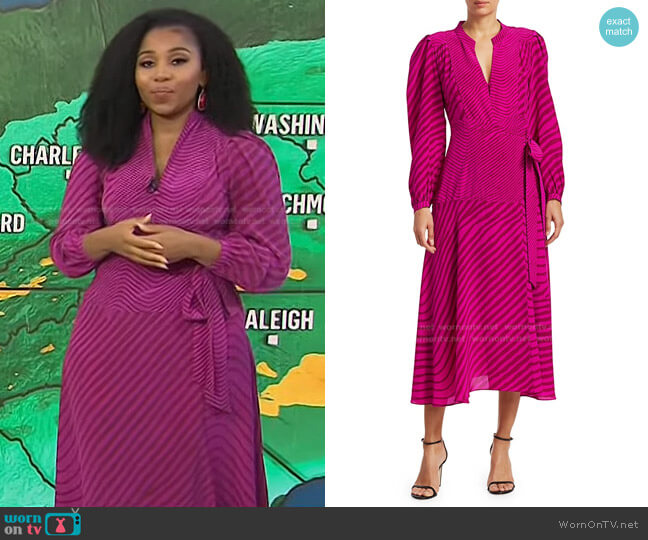 Tanya Taylor Marcela Zebra Print Midi Dress worn by Somara Theodore on Today