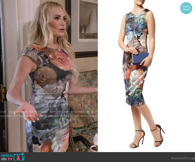 Ted Baker Floral Print Cap Sleeve Dress worn by Taylor Armstrong on The Real Housewives Ultimate Girls Trip