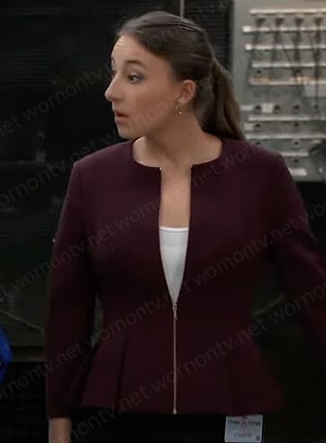 Burgundy zip jacket on General Hospital