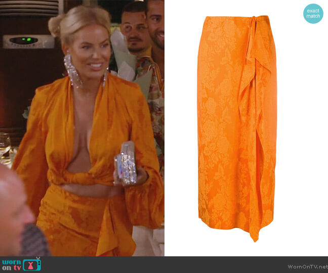 Attico Gia floral jacquard skirt worn by Caroline Stanbury (Caroline Stanbury) on The Real Housewives of Dubai