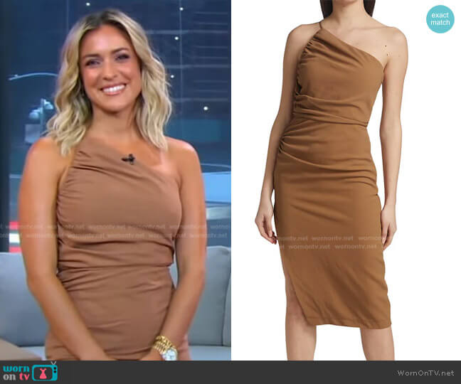 The Sei Asymmetric Stretch-Crepe Knee-Length Dress