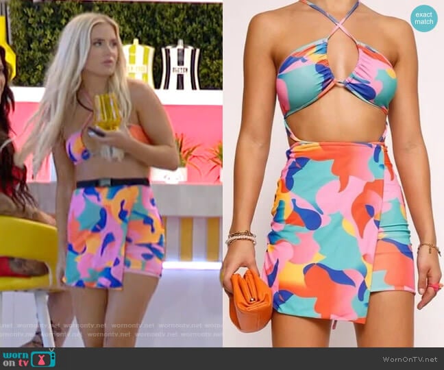 Tiger Mist Murphy Dress worn by Deb Chubb on Love Island USA
