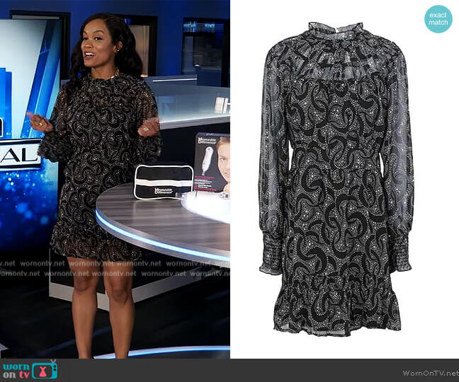 Topshop Yoke Sleeve Ruched Mini Dress worn by Rachel Lindsay on Extra