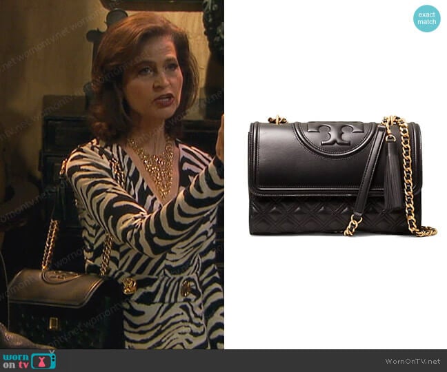 Tory Burch Fleming Lambskin Leather Convertible Shoulder Bag worn by Megan Hathaway (Miranda Wilson) on Days of our Lives