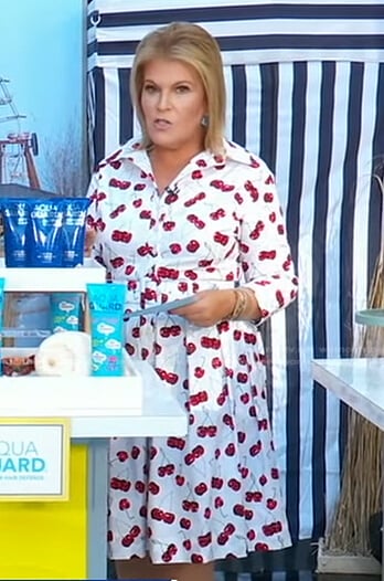 Tory Johnson’s white cherry print belted dress on Good Morning America