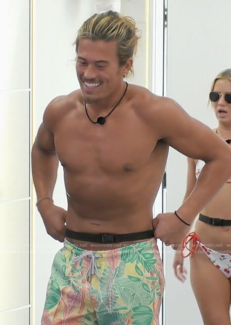Tyler’s pastel floral shorts on Love Island USA