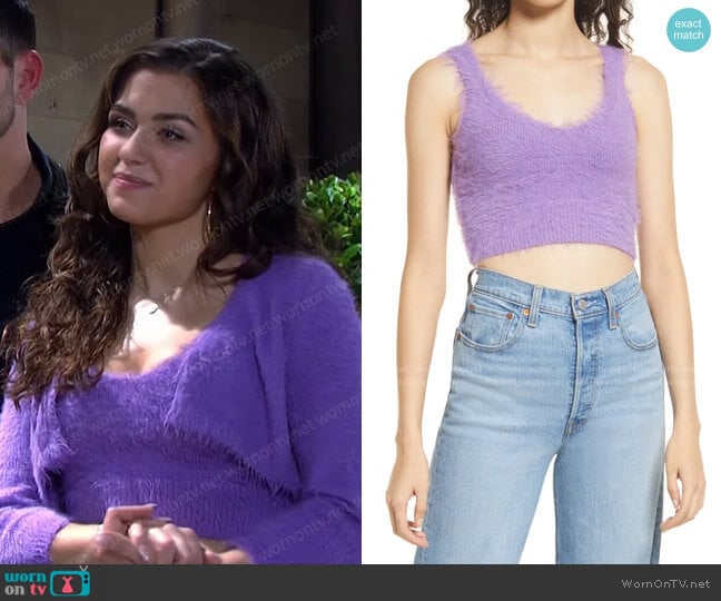 Vero Moda Poilu Shaggy Chenille Crop Tank worn by Ciara Brady (Victoria Konefal) on Days of our Lives