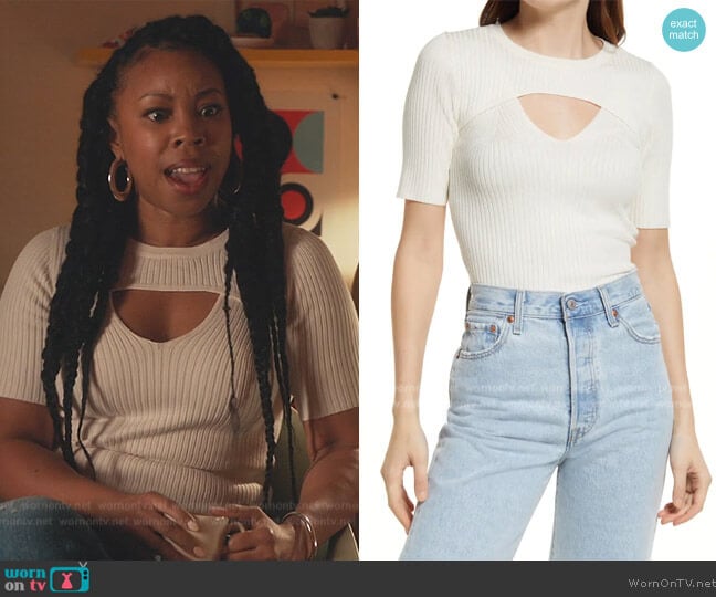 Vero Moda Willow Cutout Detail Rib Knit Sweater worn by Malika (Toccarra Cash) on Everythings Trash