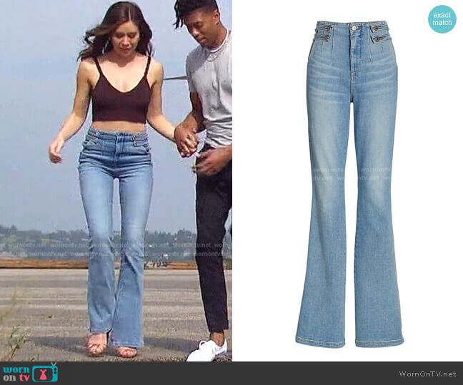 Veronica Beard Beverly Button Tab Flare Jeans worn by Gabriela Windey on The Bachelorette