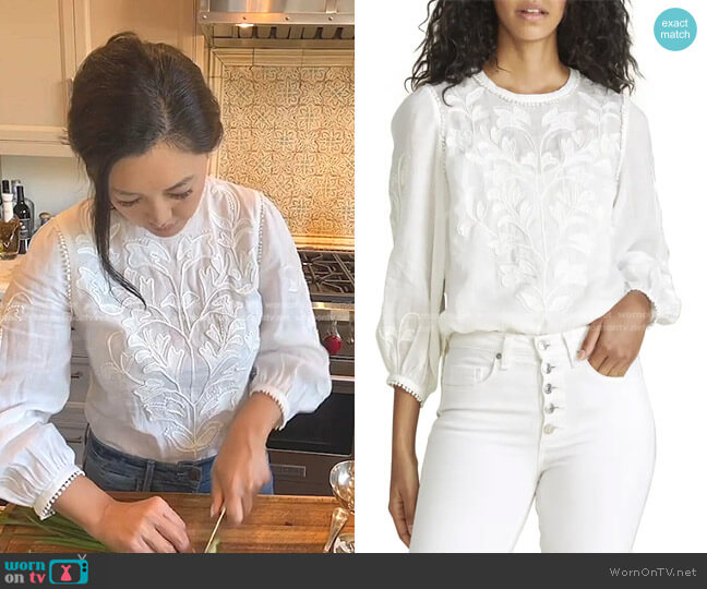 Veronica Beard Maryana Embroidered Top worn by Crystal Kung Minkoff on The Real Housewives of Beverly Hills